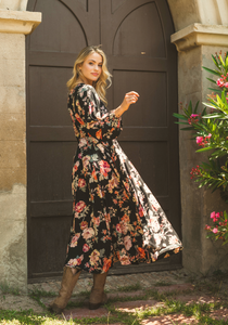 J - Vestido Maxi WINTER ROSE BLACK