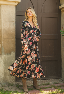 J - Vestido Maxi WINTER ROSE BLACK